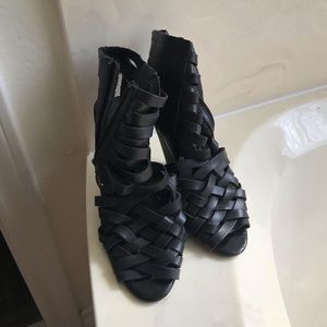 Black strapped heels